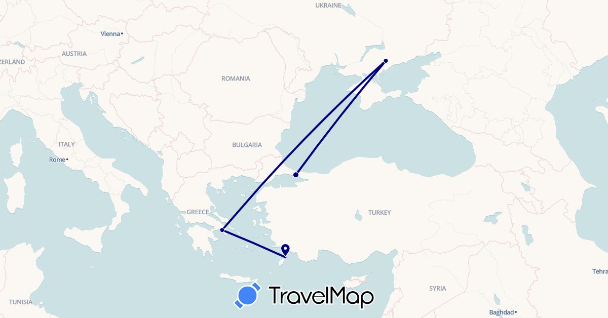 TravelMap itinerary: driving in Greece, Turkey, Ukraine (Asia, Europe)
